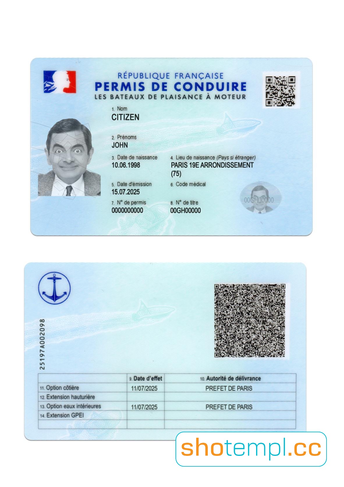 France Driver License PSD Template V2
